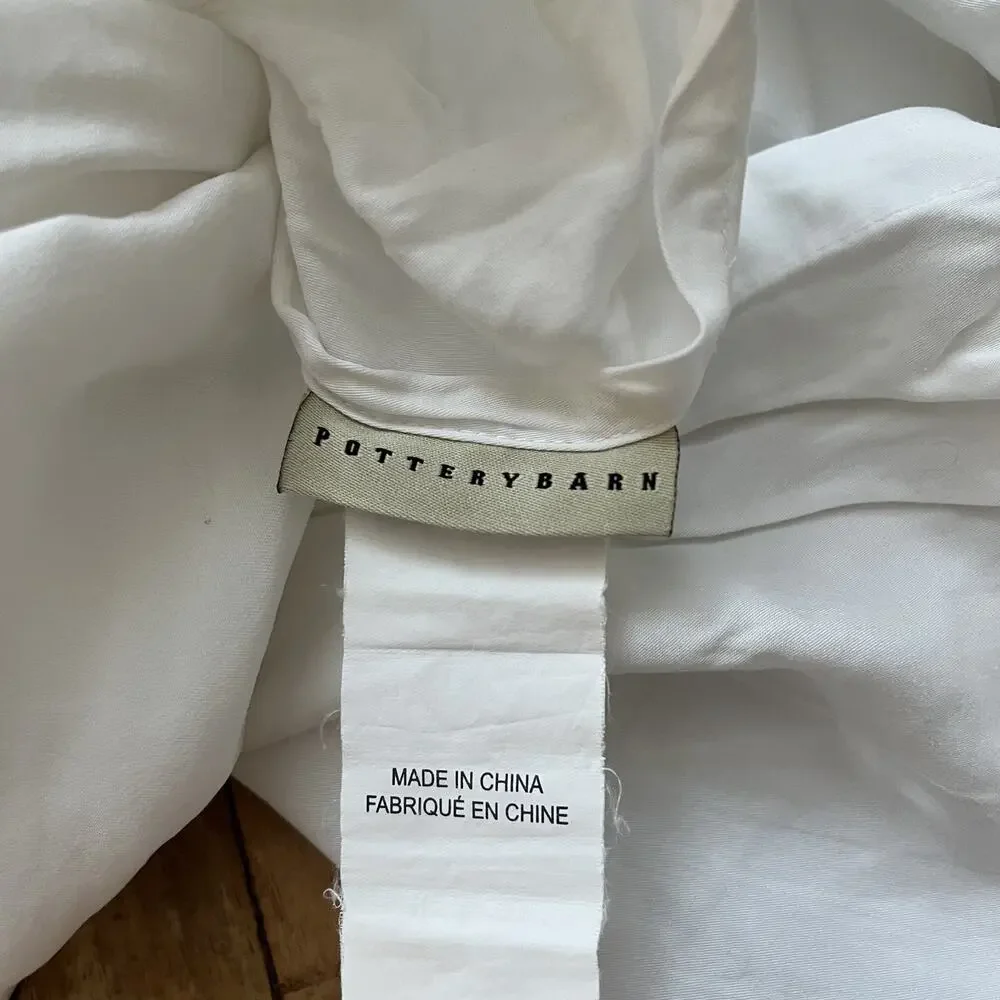 Pottery Barn Cal. King White Duvet Cover Lyocell Linen Button Closure